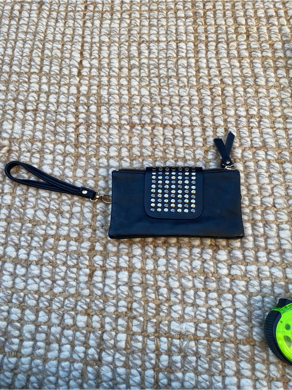 Olivia Miller Black Studded Wristlet Clutch with Removable Strap